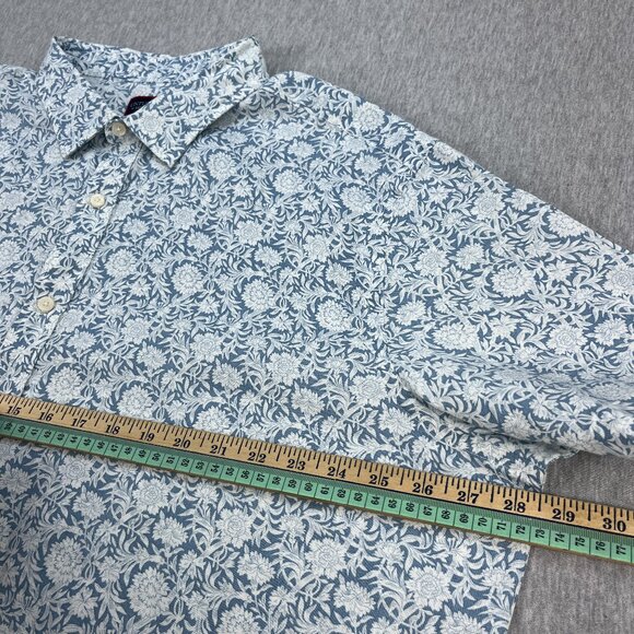 UNTUCKit Shirt Mens 3XL 100% Linen Blue Floral Short Sleeve Button-Up Tropic - Picture 7 of 9